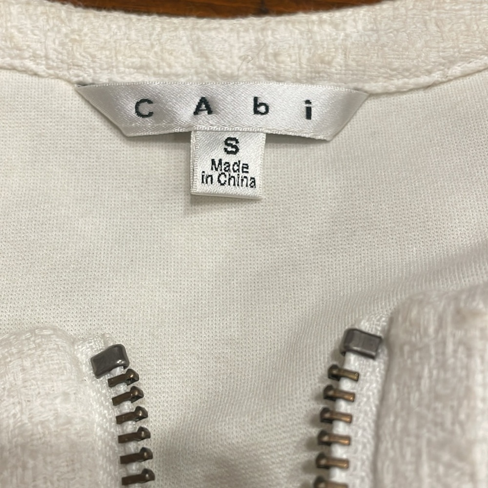 Cabi white lace occasion zip up jacket with inserts that stretch Size S E4 - Picture 4 of 5